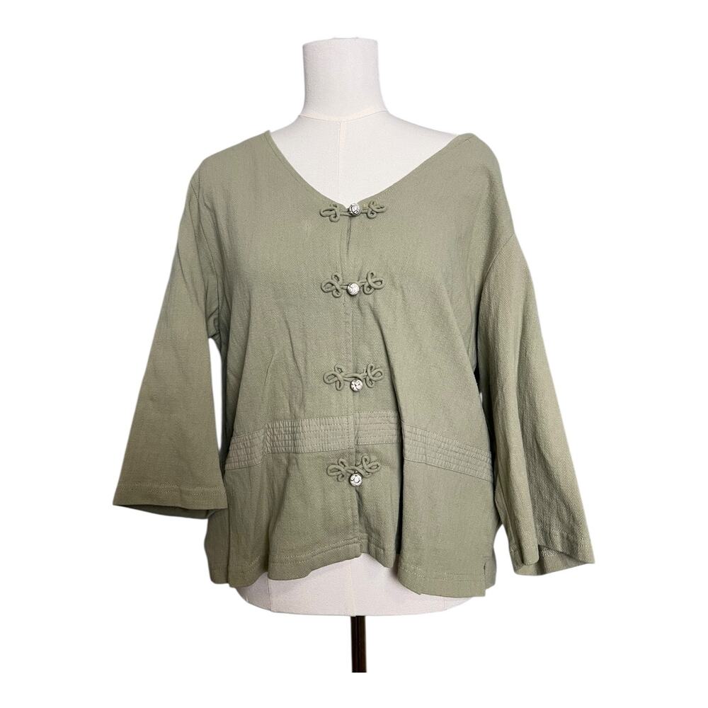 Earth Collection Womens Cotton Blouse Shirt Top Casual Office Preppy Twee XL